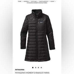 Patagonia Women's Radalie Black Parka. Size Large (L)